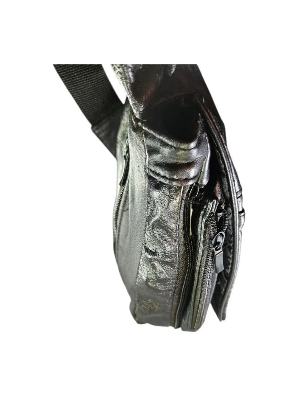 Vintage DB Design Black Leather Crossbody Bag One Size